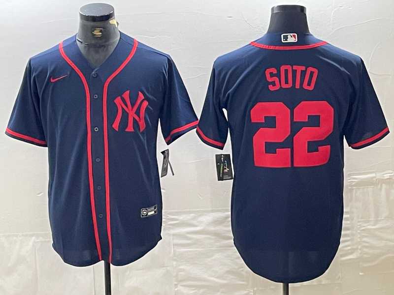 Men%27s New York Yankees #22 Juan Soto Navy Red Fashion Cool Base Jersey->new york yankees->MLB Jersey